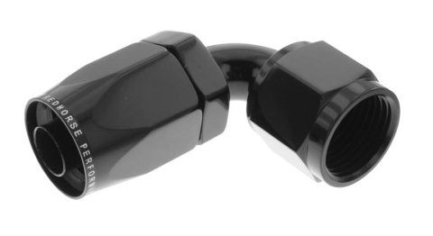 Redhorse Performance 6000 Series Non-Swivel Seal Hose Ends 6090-12-2 Ends, Series, Seal, -12 AN Female Threads, Reusable non-swivel, 90 degree, -12 AN Hose, Aluminum, Black Anodized, Each thumbnail 1