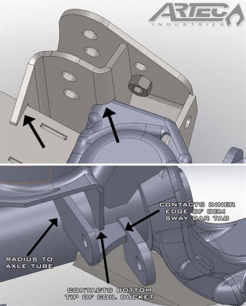 Artec Industries Track Bar Brackets JK4406 Bracket, Front, Steel, Natural, Jeep, Each thumbnail 2