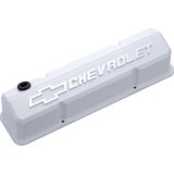 Proform GM Licensed Collector's Series Slant-Edge Valve Covers 141-935 Covers, Slant-Edge, Tall, Perimeter Bolt Mounting Style, White, Bowtie Emblem, Chevy, Small Block, Pair thumbnail 2