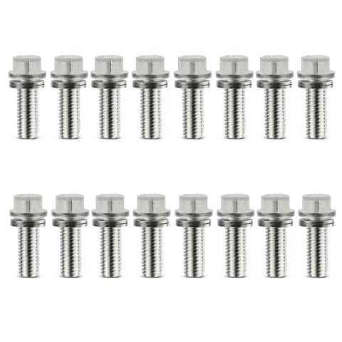 Proform Self-Locking Wedge Header Bolts 66823 Fasteners, Bolts, Hex Head, Steel, Nickel Plated, 3/8 in.-16 Thread Size, 0.750 in. Underhead Length, Set of 16