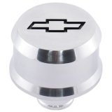 Proform Slant Edge Aluminum Breather Caps 141-854 Valve Cover Breather, Aluminum, Push-in, Round, Polished, Black Bowtie Emblem, 2.500 in. Diameter, 1.220 in. Hole Size, Each thumbnail 2
