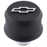 Proform Slant Edge Aluminum Breather Caps 141-858 Breather, Push-in, Aluminum, Black Textured, Bowtie Logo, Each thumbnail 1