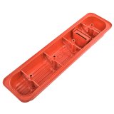 Proform Stamped Steel Chevrolet Valve Covers 141-918 Covers, Low Profile, Steel, Orange Painted, Logo, Chevy, Small Block, Pair thumbnail 1