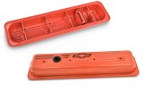 Proform Stamped Steel Chevrolet Valve Covers 141-918 Covers, Low Profile, Steel, Orange Painted, Logo, Chevy, Small Block, Pair thumbnail 5