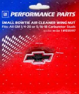 Proform Air Cleaner Wing Nuts 141-322 Filter Assembly Nut, Aluminum, Chrome, Red, Black, Small Bowtie Emblem, 1/4-20 in. Thread, Each thumbnail 3