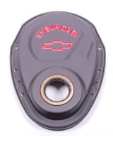 Proform Chevy Bowtie Timing Chain Covers 141-753 Cover, 1-Piece, Steel, Black, Chevrolet and Emblems, Chevy, Small Block, Each thumbnail 2