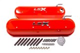 Proform Slant Edge Diecast Aluminum Valve Covers 141-257 Covers, Edge, Tall, Centerbolt, Cast Aluminum, Orange, LSX Top Style, Chevy, Small Block LS, Pair thumbnail 2