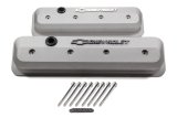 Proform GM Licensed Slant Edge Valve Covers 141-842 Cover, Cast Aluminum, Gray Crinkle, Raised Chevrolet Logo, Chevy, Small Block, Pair thumbnail 2