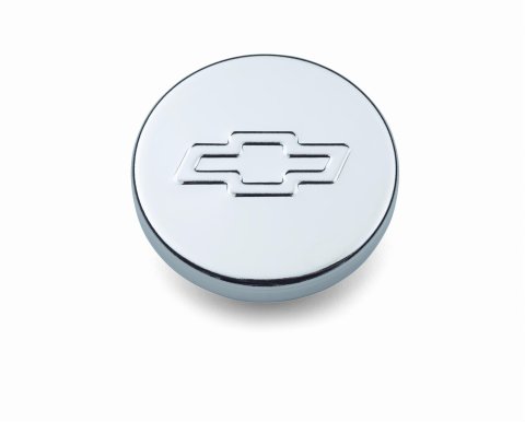 Proform Oil Filler Caps for Chevrolet 141-630 Fill Cap, Steel, Round, 1.220 in. Diameter, Chrome, Push-In, Universal, Bowtie Emblem, Each thumbnail 1