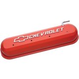 Proform Slant Edge Diecast Aluminum Valve Covers 141-261 Cover, Cast Aluminum, Orange Powdercoated, Chevrolet Logo, Chevy, Small Block, LS, Pair thumbnail 3