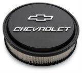 Proform GM Licensed Chevrolet Slant-Edge Air Cleaners 141-830 Cleaners, Slant-Edge, Round, Dropped Base, Black Crinkle, Logo Top, 14 in. Diameter, 3 in. Filter Height, Each thumbnail 1