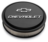 Proform GM Licensed Chevrolet Slant-Edge Air Cleaners 141-830 Cleaners, Slant-Edge, Round, Dropped Base, Black Crinkle, Logo Top, 14 in. Diameter, 3 in. Filter Height, Each thumbnail 2