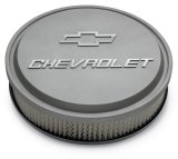 Proform GM Licensed Chevrolet Slant-Edge Air Cleaners 141-832 Cleaners, Slant-Edge, Round, Dropped Base, Gray Crinkle, Logo Top, 14 in. Diameter, 3 in. Filter Height, Each thumbnail 1