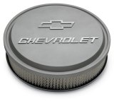 Proform GM Licensed Chevrolet Slant-Edge Air Cleaners 141-832 Cleaners, Slant-Edge, Round, Dropped Base, Gray Crinkle, Logo Top, 14 in. Diameter, 3 in. Filter Height, Each thumbnail 2