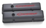 Proform Stamped Steel Chevrolet Valve Covers 141-881 Covers, Steel, Shark Gray, Bowtie Logo, Chevy, Small Block, Pair thumbnail 2