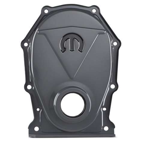 Proform Mopar Timing Chain Covers 440-883 Cover, One-piece, Steel, Shark Gray, M Logo, Pointer, Chrysler, Dodge, Plymouth, Each