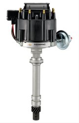 Proform GM Licensed Distributors 141-682 Distributor, HEI, Vacuum, Mechanical Advance, Coil, Steel Gear, Black Cap, Licensed, Chevy, V-8, Each thumbnail 1