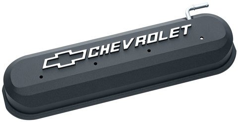 Proform Slant Edge Diecast Aluminum Valve Covers 141-262 Covers, Cast Aluminum, Black Crinkle, Chevrolet Logo, Chevy, Small Block, LS, Pair thumbnail 3