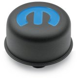 Proform Valve Cover Breathers 440-754 Breather, Push-in, Round, Steel, Black Wrinkle, Mopar Emblem, 3 in. Diameter, Each thumbnail 1
