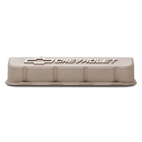 Proform GM Licensed Slant Edge Valve Covers 141-872 Covers, Edge, Tall, Perimeter Bolt, Cast Aluminum, Textured Gray Powdercoated, Chevrolet Logo Top Style, Chevrolet, Big Block, Pair thumbnail 3