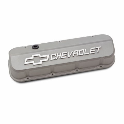 Proform GM Licensed Slant Edge Valve Covers 141-872 Covers, Edge, Tall, Perimeter Bolt, Cast Aluminum, Textured Gray Powdercoated, Chevrolet Logo Top Style, Chevrolet, Big Block, Pair thumbnail 5