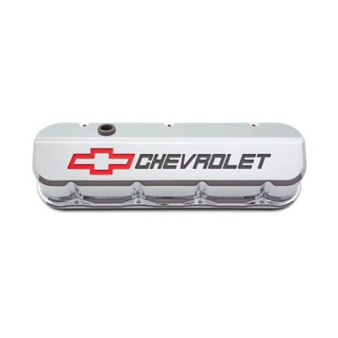 Proform GM Licensed Slant Edge Valve Covers 141-877 Covers, Edge, Tall, Perimeter Bolt, Cast Aluminum, Chrome Powdercoated, Chevrolet Logo Top Style, Chevrolet, Big Block, Pair thumbnail 2