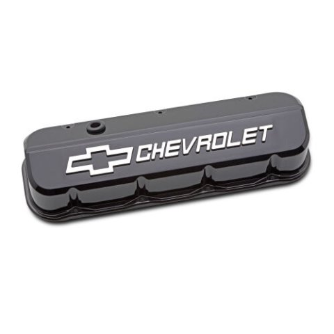 Proform GM Licensed Slant Edge Valve Covers 141-868 Covers, Edge, Tall, Perimeter Bolt, Cast Aluminum, Gloss Black Powdercoated, Chevrolet Logo Top Style, Chevrolet, Big Block, Pair thumbnail 4