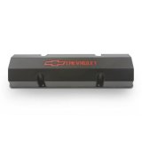 Proform GM Licensed Super-Light Fabricated Aluminum Valve Covers 141-802 Covers, Aluminum, Tall, Black, Chevy Logo, Chevy, Small Block, Pair thumbnail 1