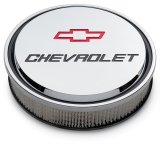 Proform GM Licensed Chevrolet Slant-Edge Air Cleaners 141-835 Cleaners, Slant-Edge, Round, Dropped Base, Chrome, Logo Top, 14 in. Diameter, 3 in. Filter Height, Each thumbnail 1