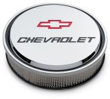 Proform GM Licensed Chevrolet Slant-Edge Air Cleaners 141-835 Cleaners, Slant-Edge, Round, Dropped Base, Chrome, Logo Top, 14 in. Diameter, 3 in. Filter Height, Each thumbnail 2