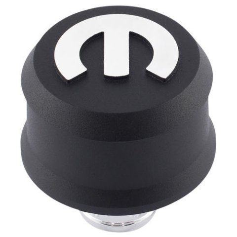 Proform Slant Edge Aluminum Breather Caps 440-440 Breather, Push-in, Aluminum, Black, Mopar Logo, Each thumbnail 2