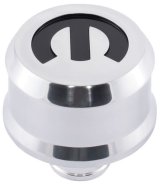 Proform Slant Edge Aluminum Breather Caps 440-441 Valve Cover Breather, Aluminum, Push-in, Round, Polished, Recessed Black Mopar Emblem, 2.500 in. Diameter, 1.220 in. Hole Size, Each thumbnail 2