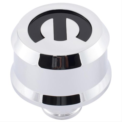 Proform Slant Edge Aluminum Breather Caps 440-442 Breather, Push-in, Aluminum, Polished, Mopar Logo, Each