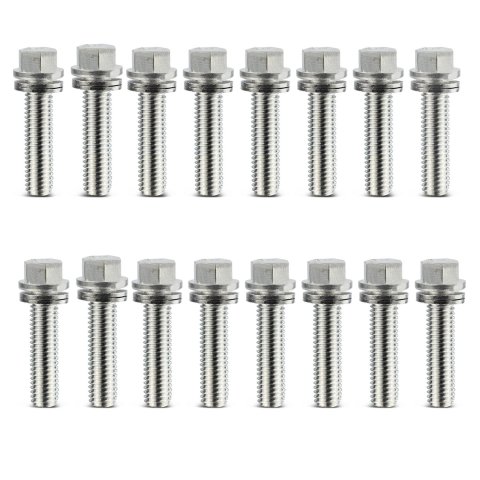 Proform Self-Locking Wedge Header Bolts 66825 Fasteners, Bolts, Hex Head, Steel, Nickel Plated, 3/8 in.-16 Thread Size, 1.000 in. Underhead Length, Set of 16
