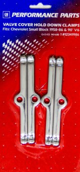 Proform GM Licensed Valve Cover Hold-Down Clamps 141-610 Tabs, Steel, Chrome Plated, Chevy, Small Block V8/V6, Set of 4 thumbnail 2