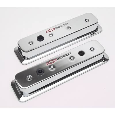 Proform GM Licensed Diecast Aluminum Chevrolet Valve Covers 141-132 Covers, Tall, Cast Aluminum, Chrome, Logo, Centerbolt, Chevy, Small Block, Pair thumbnail 3