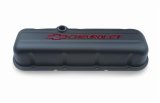 Proform Stamped Steel Chevrolet Valve Covers 141-811 Covers, Tall, Steel, Black Wrinkle, Red Logo, Chevy, Big Block, Pair thumbnail 1