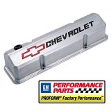 Proform GM Licensed Slant Edge Valve Covers 141-927 Covers, Cast Aluminum, Polished, Slant-Edge, Chevrolet, Bowtie Emblem, Chevy, Small Block, Pair thumbnail 2