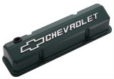 Proform GM Licensed Collector's Series Slant-Edge Valve Covers 141-933 Covers, Slant-Edge, Tall, Perimeter Bolt Mounting Style, Green, Bowtie Emblem, Chevy, Small Block, Pair thumbnail 1