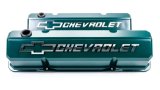 Proform GM Licensed Collector's Series Slant-Edge Valve Covers 141-933 Covers, Slant-Edge, Tall, Perimeter Bolt Mounting Style, Green, Bowtie Emblem, Chevy, Small Block, Pair thumbnail 2
