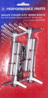 Proform Valve Cover Fasteners for Chevrolet 141-600 Wing Bolts, Chrome, Bowtie, 1/4 in.-20, 4.25 in. Long, Set of 4 thumbnail 3