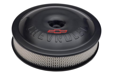 Proform Super-Light Aluminum Air Cleaners 141-692 Filter Assembly, Aluminum, Round, Black, Bowtie Emblem, 14 in. Diameter, 3 in. Tall, Each
