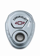 Proform Chevy Bowtie Timing Chain Covers 141-904 Cover, 1-Piece, Steel, Chrome Plated, Chevrolet and Emblems, Chevy, Small Block, Each thumbnail 1
