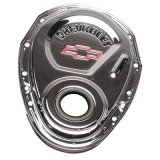 Proform Chevy Bowtie Timing Chain Covers 141-904 Cover, 1-Piece, Steel, Chrome Plated, Chevrolet and Emblems, Chevy, Small Block, Each thumbnail 2