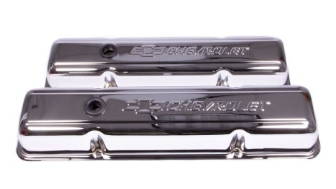Proform Stamped Steel Chevrolet Valve Covers 141-102 Covers, Stock Height, Steel, Chrome, Logo, Chevy, Small Block, Pair thumbnail 2