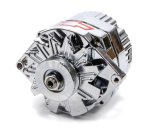 Proform Alternators 141-660 Alternator, Chrome, Red Chevy Bowtie Emblem, Internal Regulator, V-Belt Pulley, 120 Amp, 1-Wire, GM, Each thumbnail 4