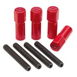 Proform Valve Cover Mini Nuts 141-602 Fasteners, Nuts, Stud Style, Hex Head, Steel, Red, Chevy Bowtie, 1/4 in.-20 Thread Size, 1.500 in. Thread Length, Set of 4 thumbnail 1
