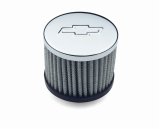 Proform Air Breather Caps for Chevrolet 141-622 Valve Cover Breather, Push-In, Round, Steel, Chrome, Bowtie Emblem, Each thumbnail 1