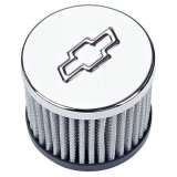 Proform Air Breather Caps for Chevrolet 141-622 Valve Cover Breather, Push-In, Round, Steel, Chrome, Bowtie Emblem, Each thumbnail 2