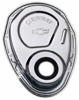 Proform Chevy Bowtie Timing Chain Covers 141-215 Cover, 1-Piece, Steel, Chrome Plated, Chevrolet and Emblems, Chevy, Small Block, Each thumbnail 2